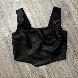 Aqua Black Vegan Leather Vest